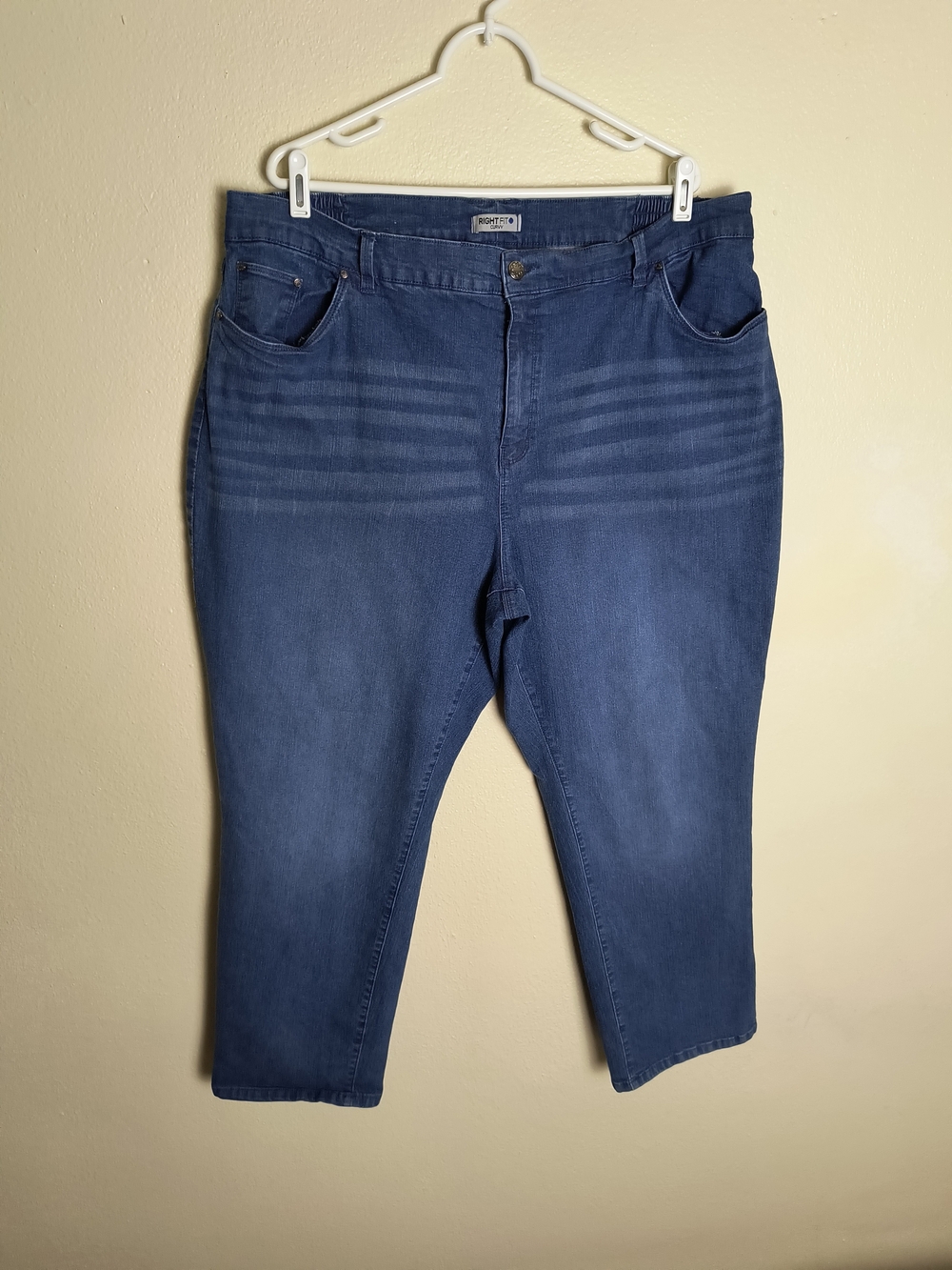 Catherines Right Fit Curvy Blue Ankle-Length Stretch Jeans - Whiskering - Picture 2 of 6